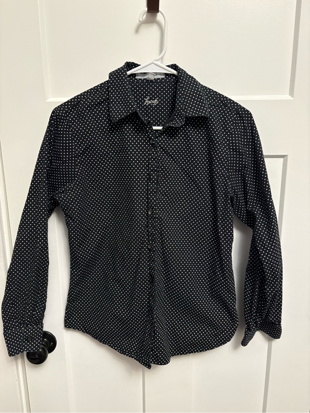 Black Polka Dot Button-Up Shirt